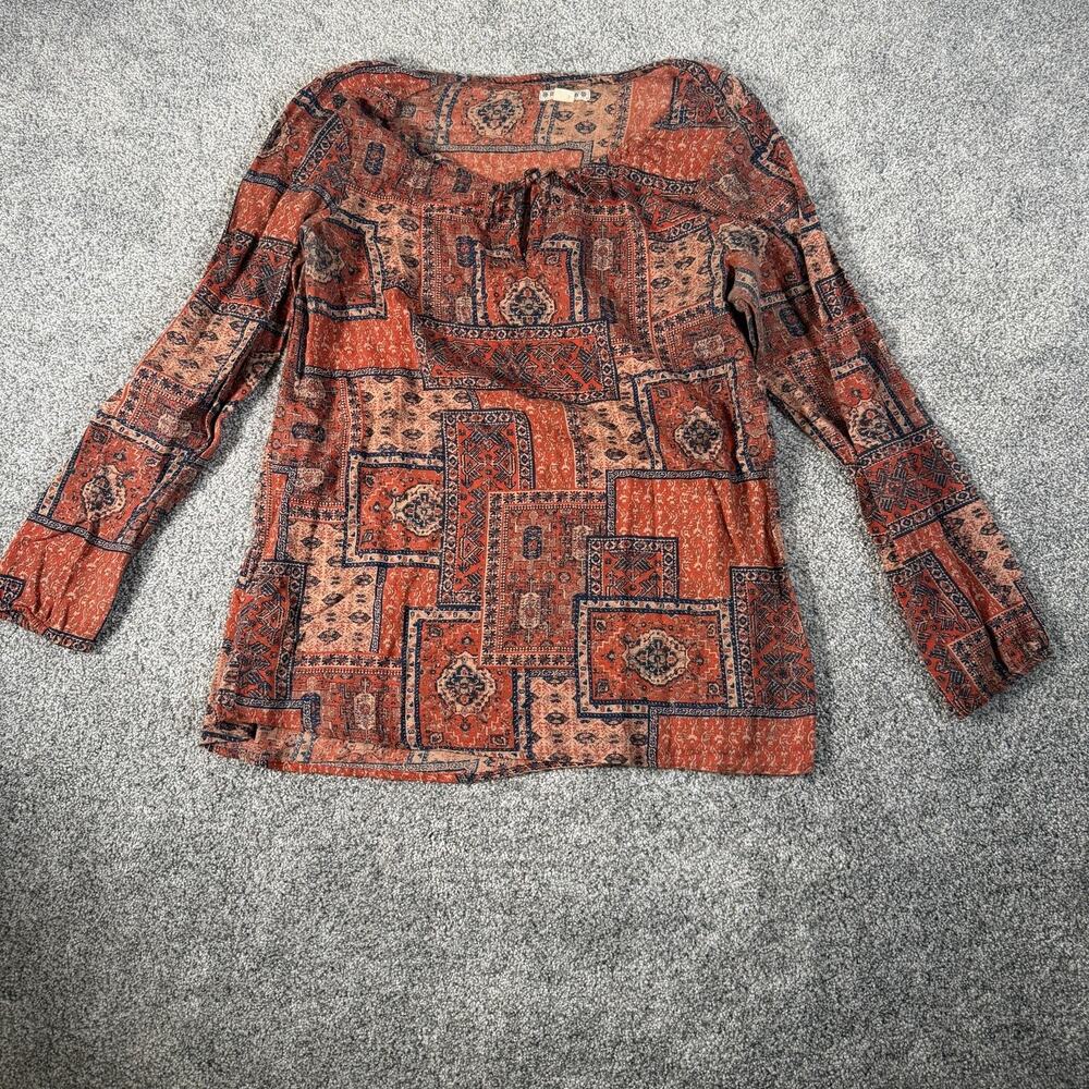 Ruff Hewn Tunic Top L Persian Rug Patchwork Print Boho Eclectic Festival Hippie